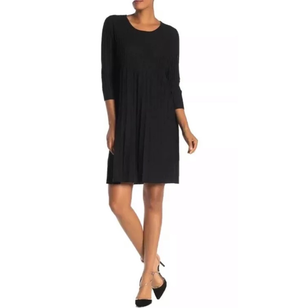 Eileen Fisher Black Wool Sweater Dress Xs